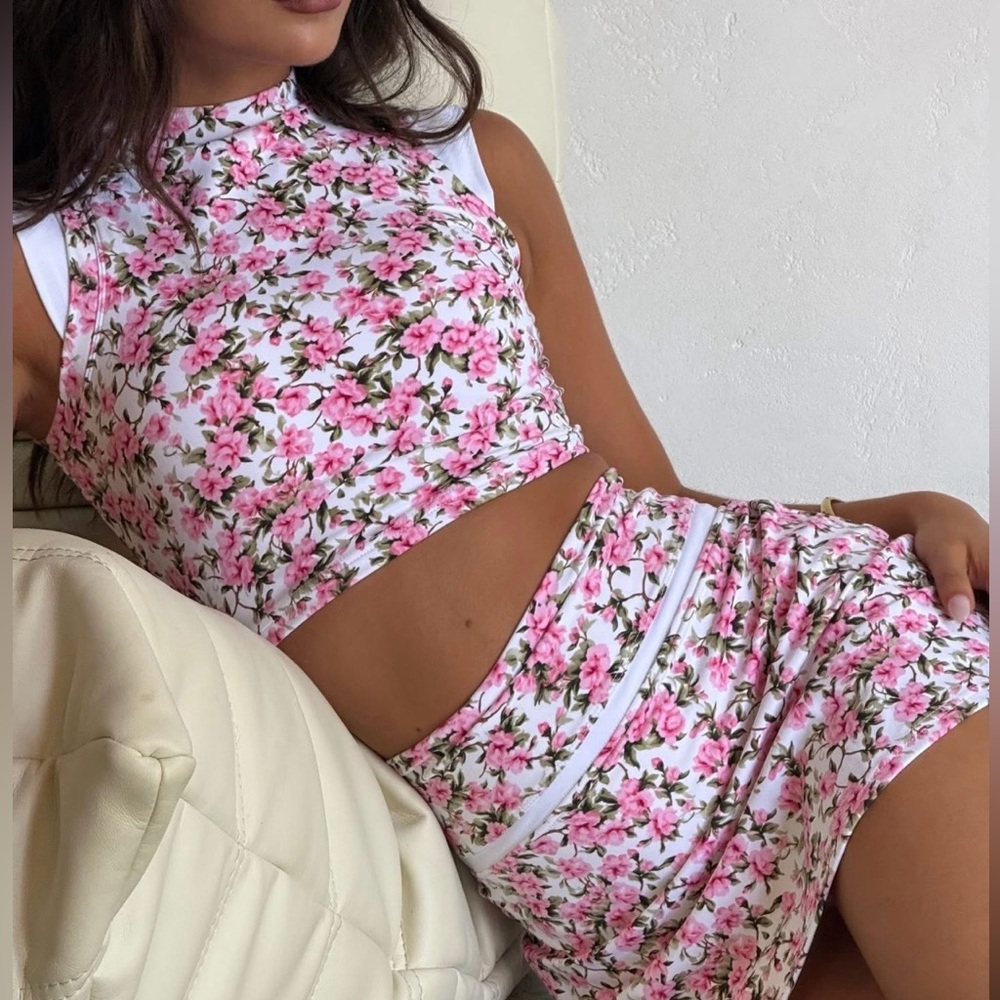 Floral Pink Mini Skirt - Women's Summer A-Line